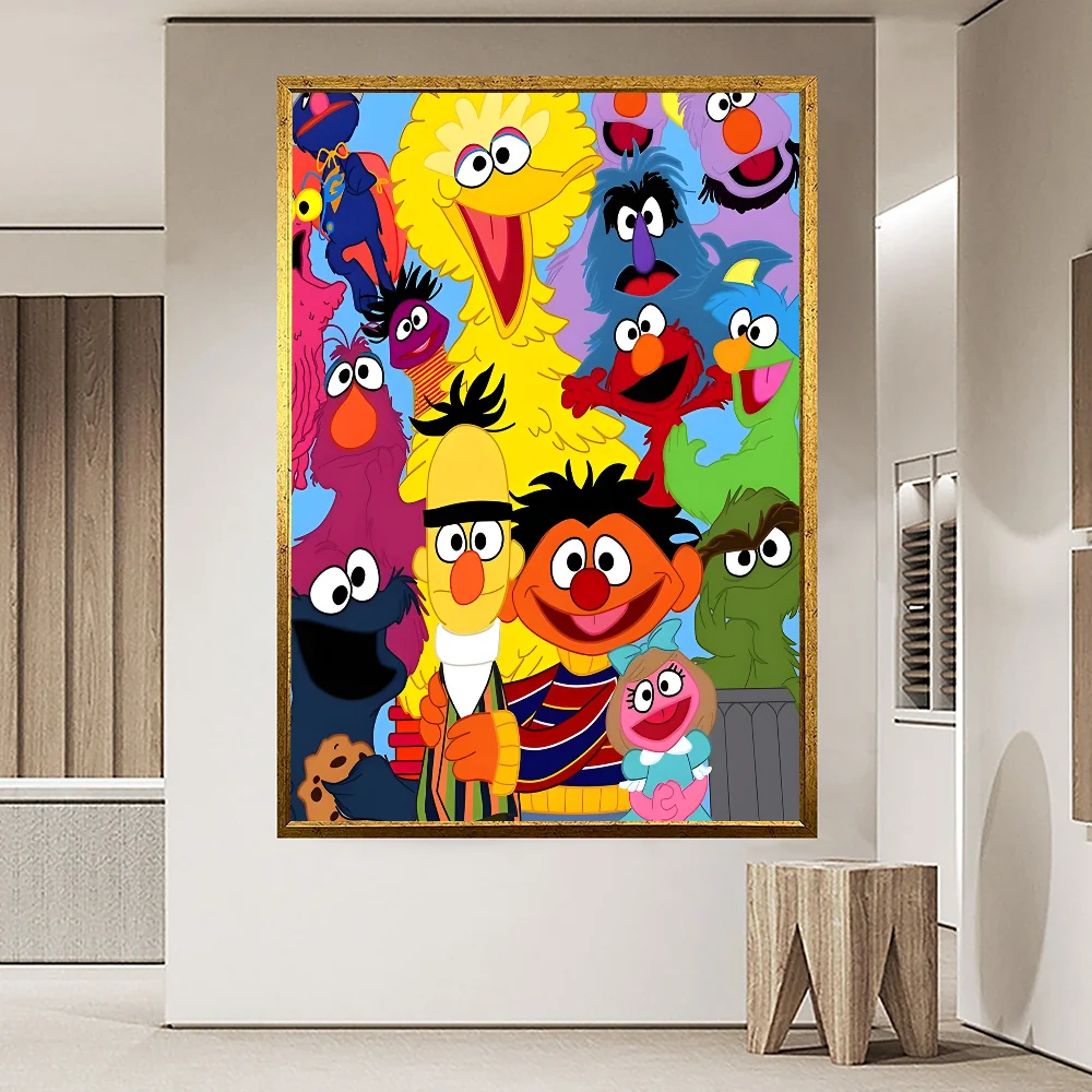 Sesame Cartoon Street Cookie Anime Good Quality Prints and Posters Vintage Room Home Bar Cafe Decor Aesthetic Art Wall Painting