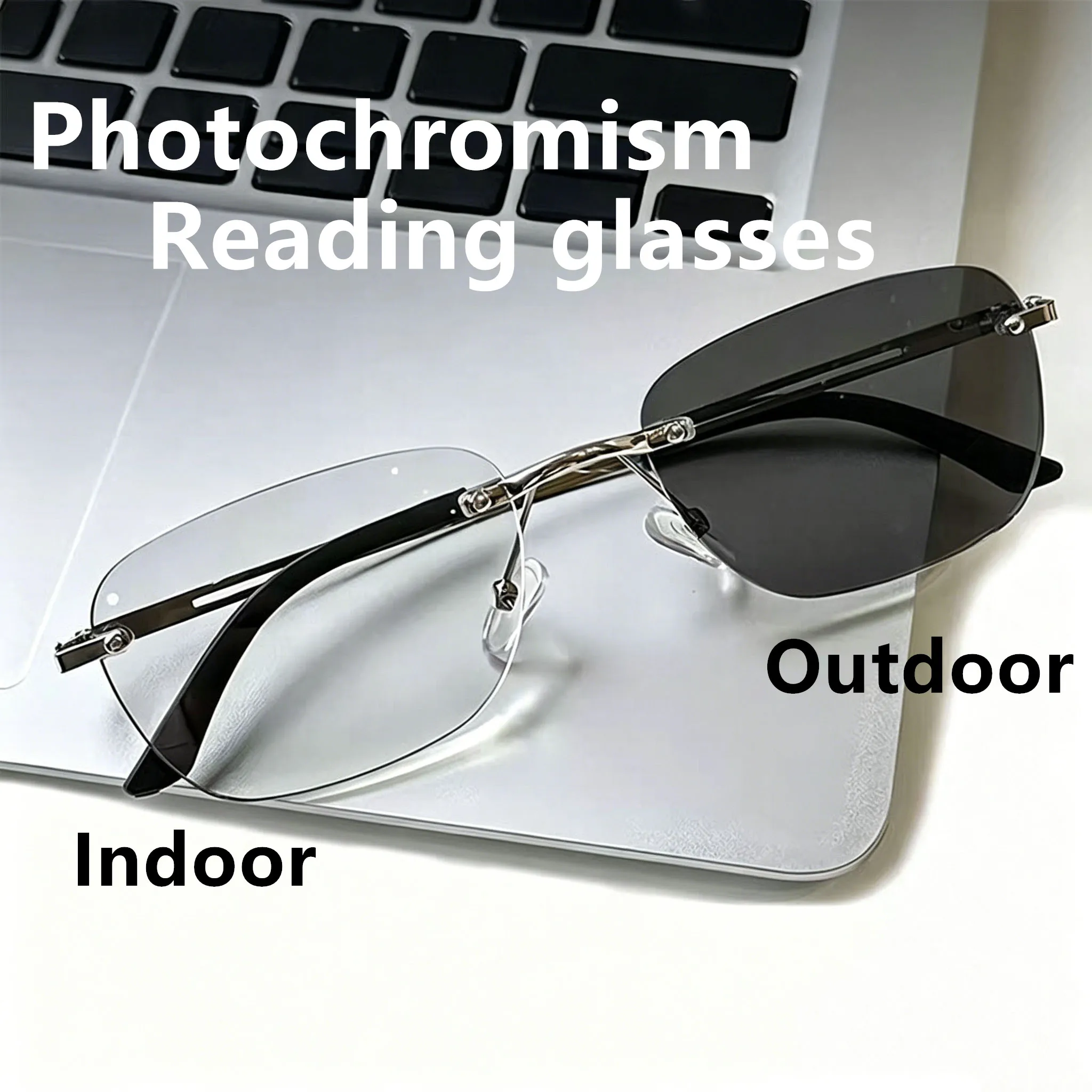 2026 Neue Lesebrille für Damen und Herren Retro Photochrome Lesebrille Unisex Modisch Vielseitig Trendig Outdoor Randlose Lesehilfe