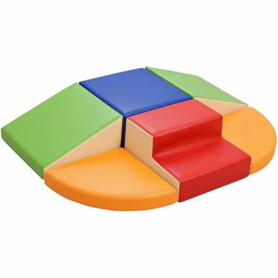 

6-Piece Soft Foam Climbing Blocks for Toddlers - PU Leather Indoor Play Set - Baby Learning Gym - Crawling Climbing Toys - Safe