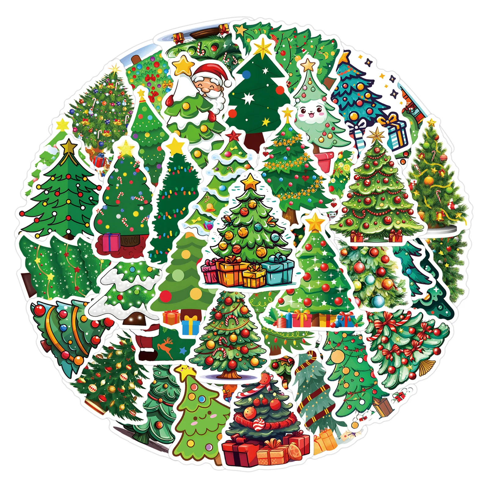 

55Pcs Cartoon Christmas Tree Stickers For Suitcase Skateboard Laptop Luggage Phone Car Styling DIY Decal Pegatinas P587