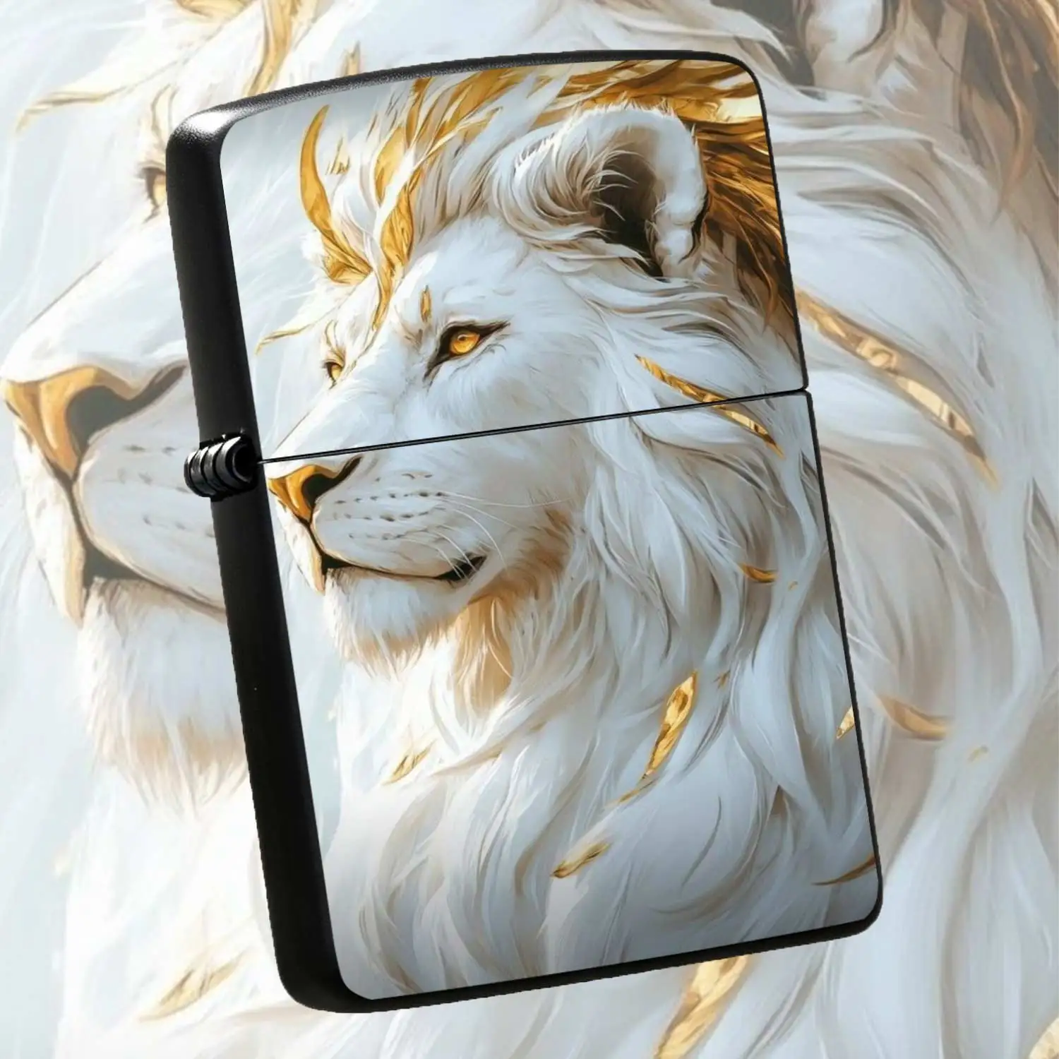 Refillable Flip-Top Pocket Metal Windproof Lighter, Featured with Creative Platinum Lion Relief Design, Portable Reusable Ignition Tool for Daily Carry, Stylish Trendy Accessory with Both Value and Practical Performance, Ideal for
