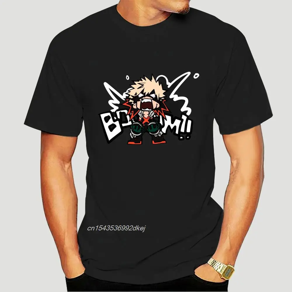 My Hero Academia Bakugou Katsuki T Shirt Men Fashion Hip Pop Black Tees 100% Cotton Harajuku Anime Shirt Camisetas Hombre 0454A