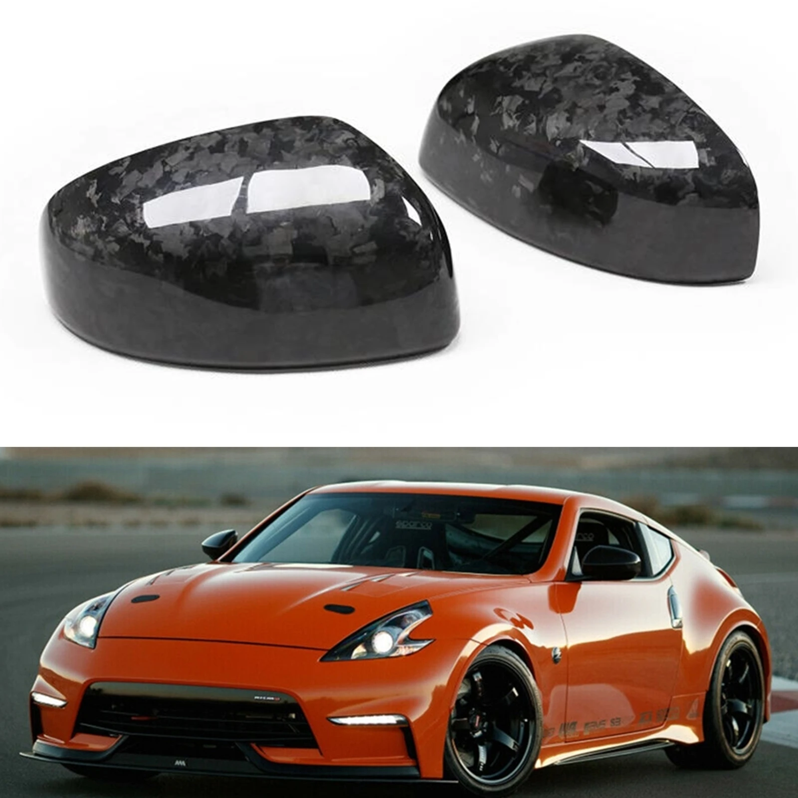 

Forged Carbon Fiber Car Exterior Mirror Cover Door Side Rearview Rear View Cap Reverse Case Shell For Nissan 370Z Z34 2009-2020