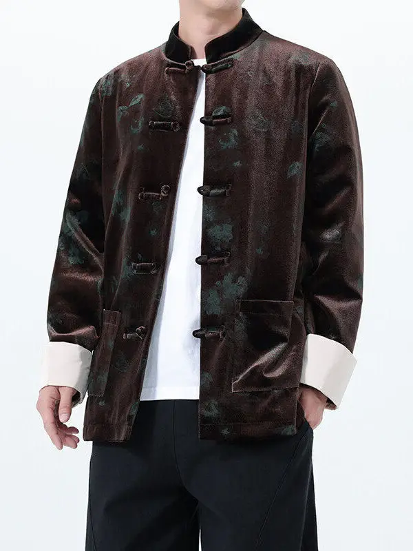 

Новая осенне-зимняя мужская вельветовая куртка свободного кроя с цветочной вышивкой в традиционном китайском стиле Ханьфу, уличная одежда