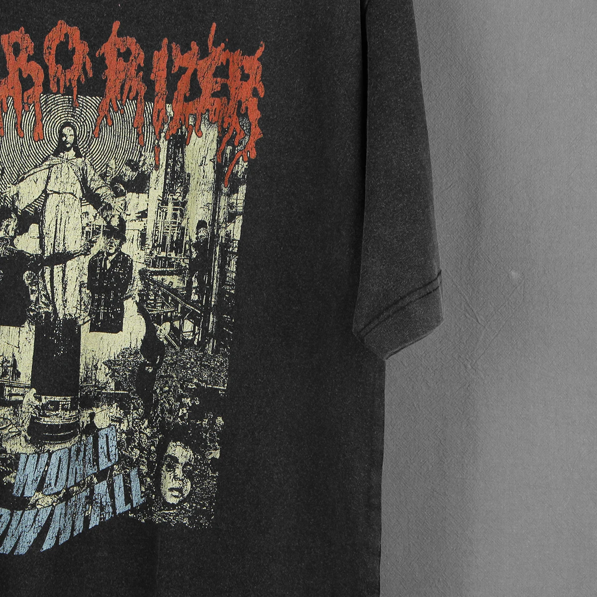 Terrorizer T-Shirt World Downfall Death Metal GrindCore Band Repulsion Napalm Death Washed Cotton Shirt Short Sleeve