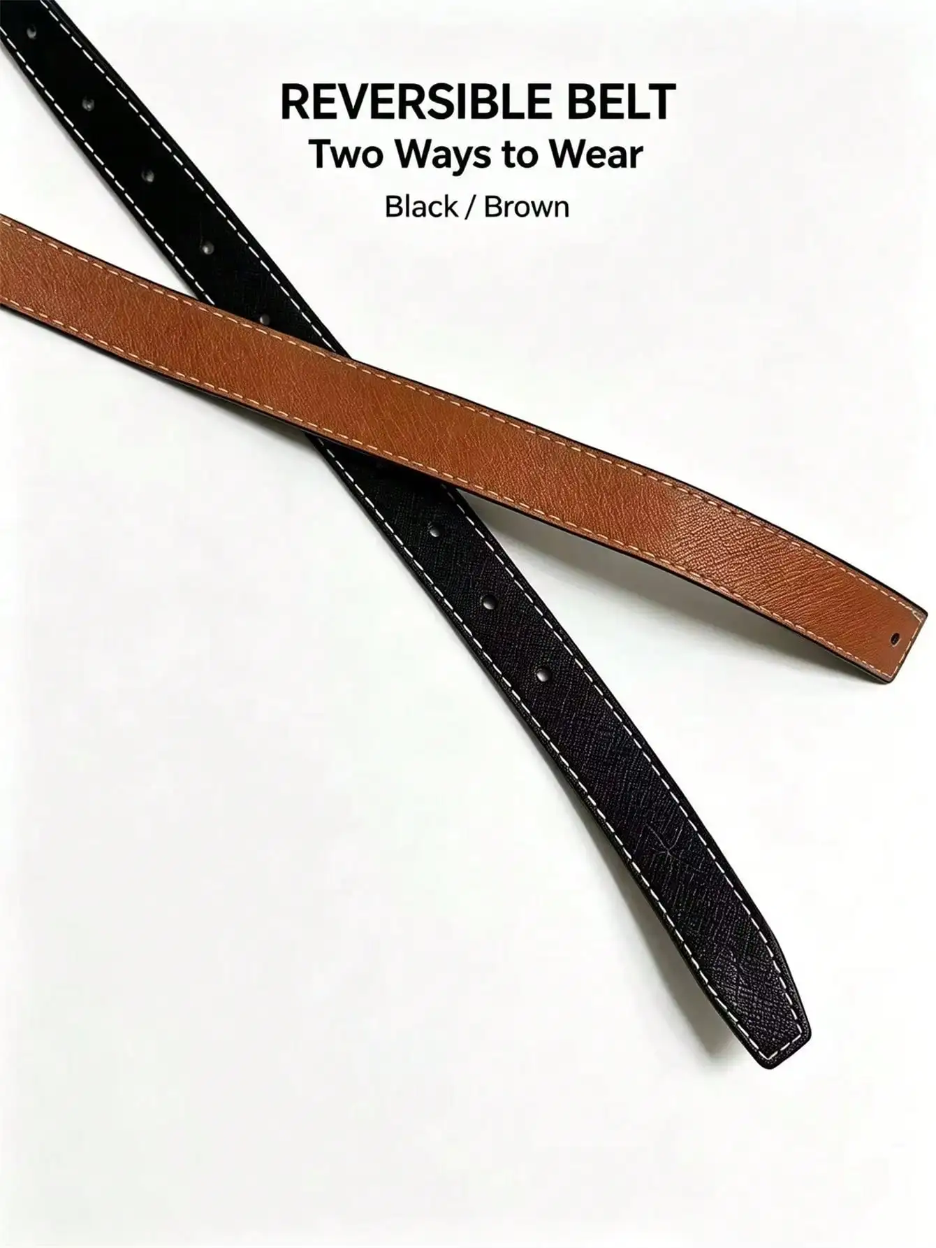 1 piece women's fashion reversible leather belt with gold alloy buckle, suitable for daily matching with pants and skirts