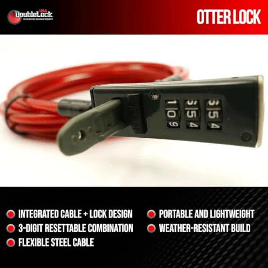 Integrated Combination Cable Lock 10Feet Weatherproof Steel Cable, Keyl Resettable Lock for Outdoor Gear, Bikes, Coolers, Kayak