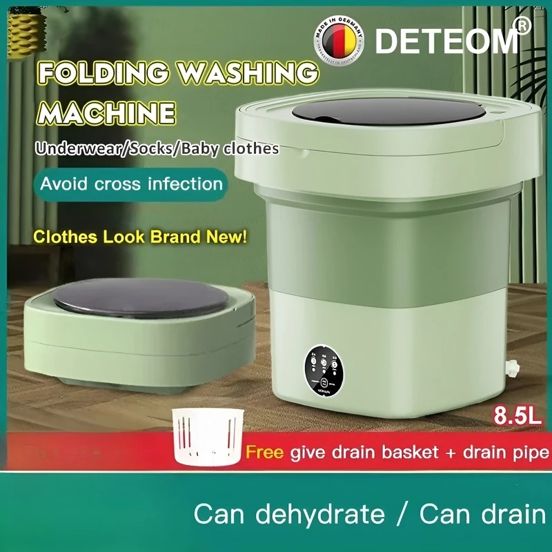 

8.5L Foldable Washing Machine Mini Socks Underwear Panties Washing Machine with Spin Dryer Bucket for Clothes Travel