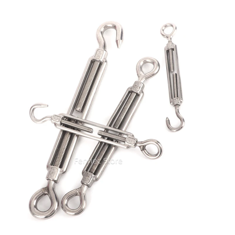 5PCS Adjust Chain Rigging Hooks & Eye Turnbuckle Wire Rope 304 Stainless Steel M4 M5 M6 M8 M10 Tension Device Line Oc Oo Cc Type