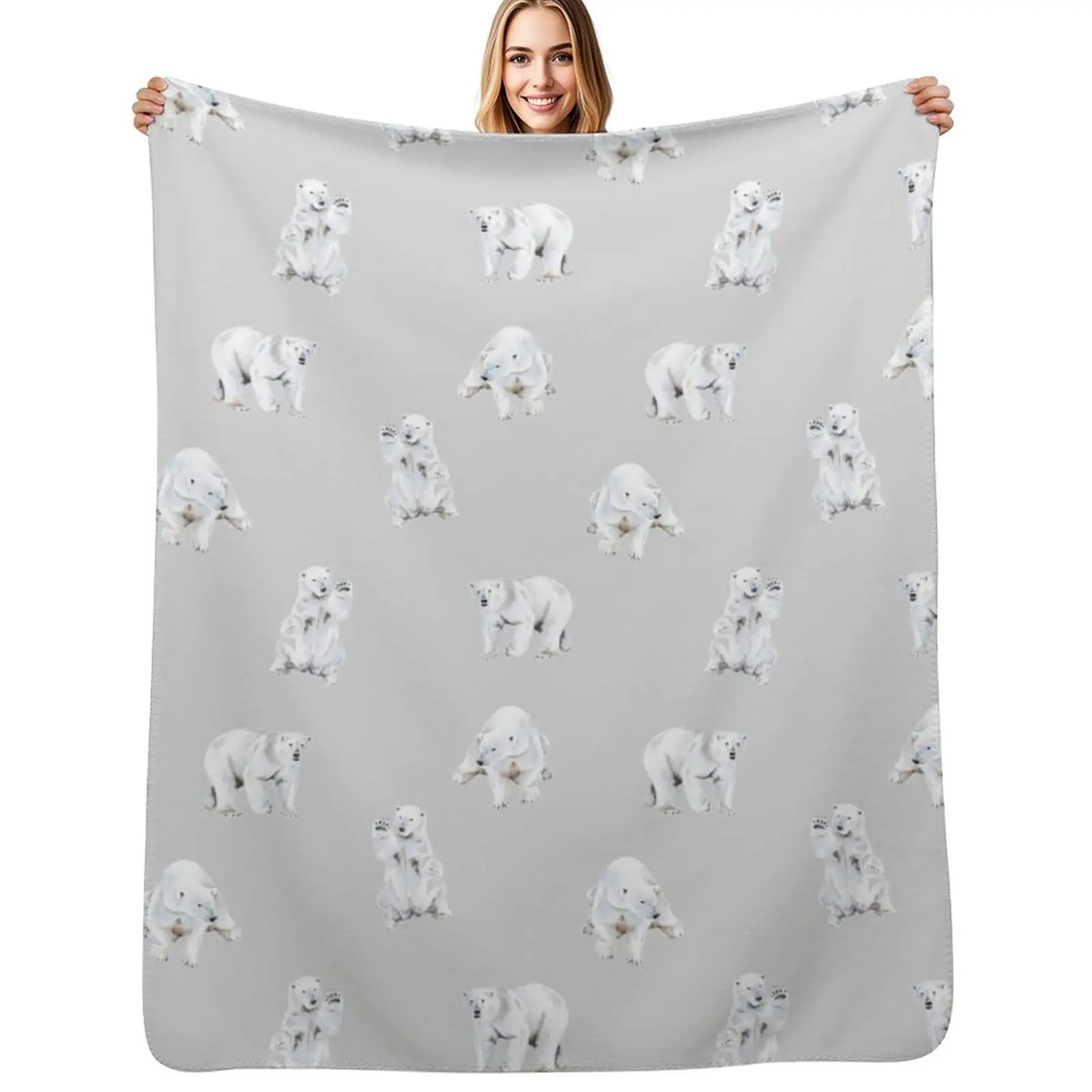 

Watercolour Polar Bears Throw Blanket Luxury Throw Sofa Quilt Hair Furry Blankets