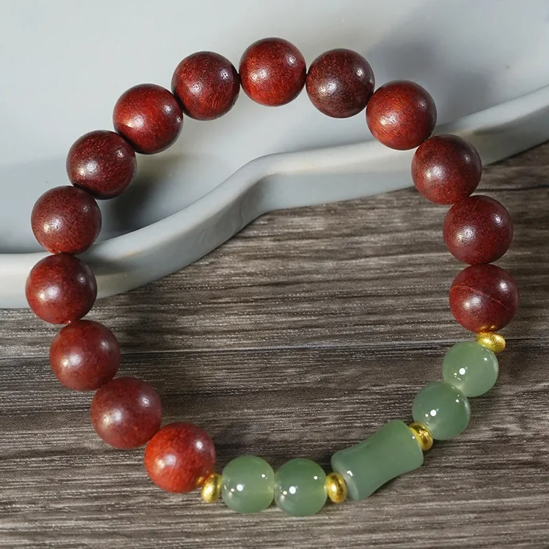

Red Sandalwood Jade Bamboo Single Ring Bracelet, Buddha Beads, Men's and Women's Lucky Bracelets, Jewelry, Gifts