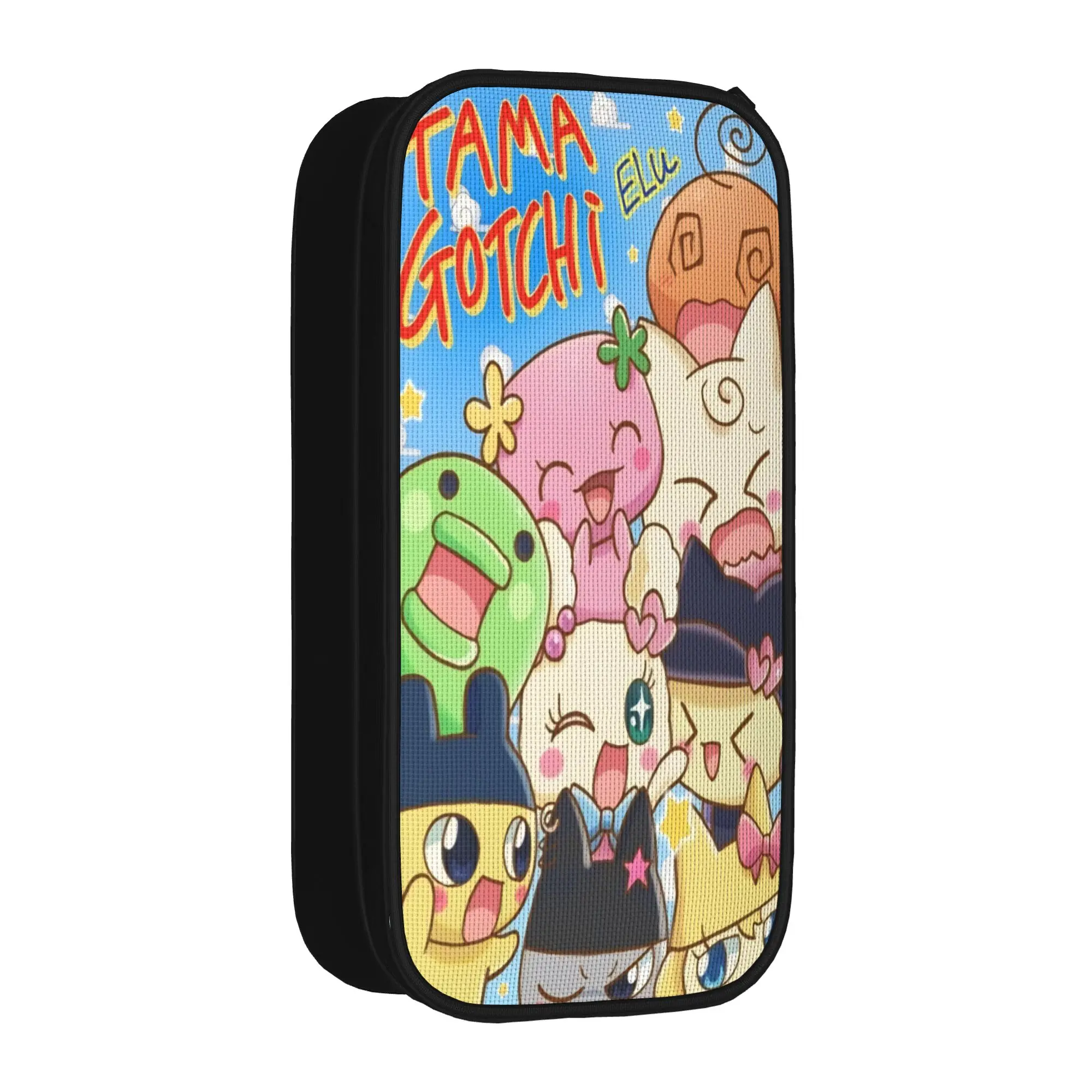 

Large-capacity Pencil Pouch Tamagotchis Cartoon Games Office Supplies Double Layer Pencil Box Girl Make Up Bag Suprise Gift