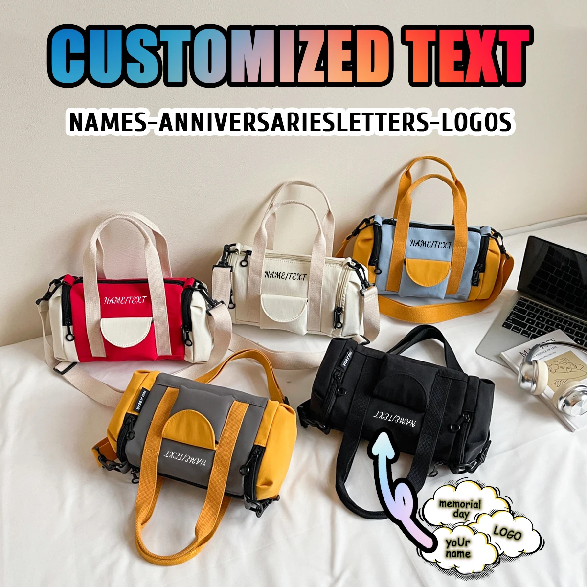 

High-end logo custom toast bag female yoga bag all-match shoulder bag messenger bag male fashion class bag personalized diy