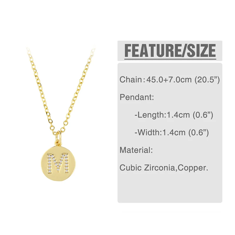 Clearance Polish Gold Plated Initial Necklace for Women Copper CZ 26 Letters Name Necklaces Simple Birthday Jewelry Gifts nkep15