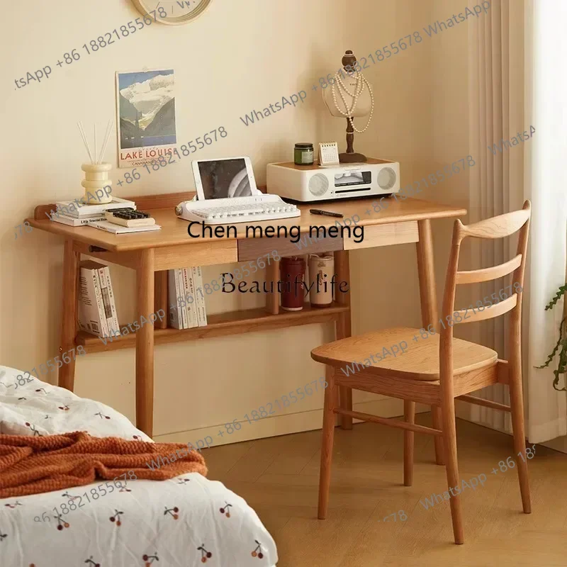 New arrive NEWSolid wood desk household small apartment study Nordic log furniture Japanese simple cherry computer desk