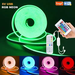 Neon Led Strip Light Rgb 1M 2M 3M 5M 5V Usb Led Tape Tuya Neon Rope Light Wifi Flexible Waterproof Remote App Control Neon Light