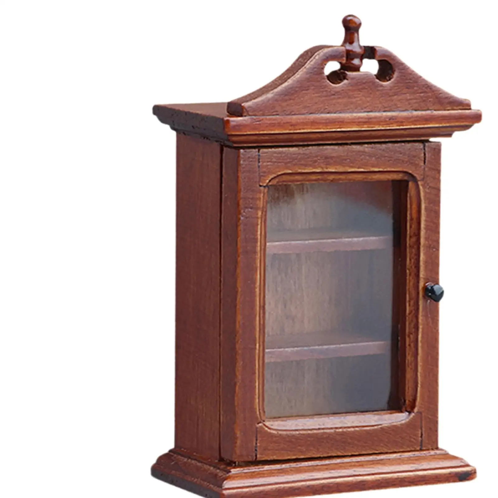 

Миниатюрный шкаф-витрина в европейском стиле с одной дверцей, деревянная полка, ретро-аксессуары для кукольного домика, для сцены спальни