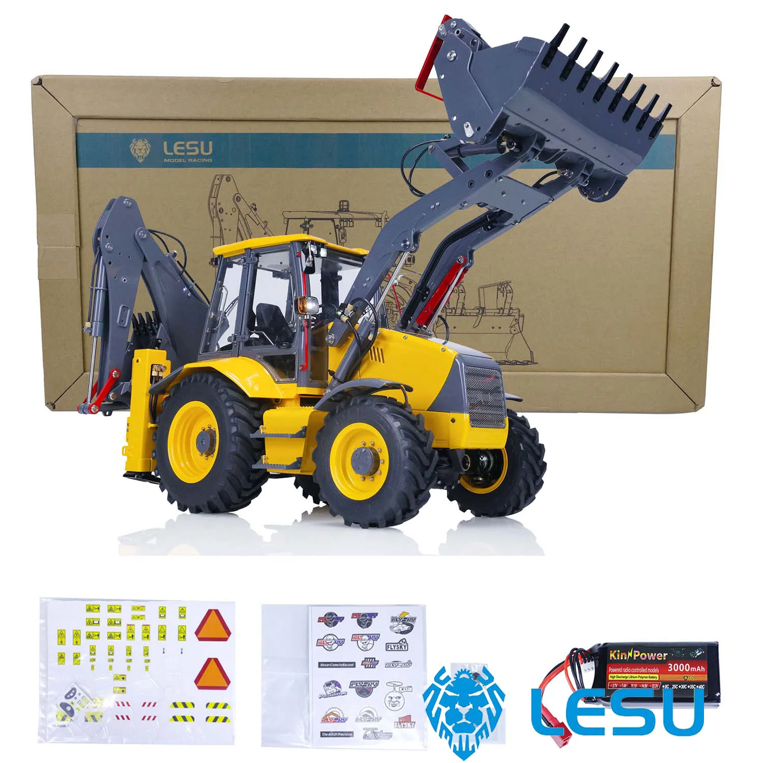 LESU 1/14 RC Backhoe Loader Metal Hydraulic Aoue Bl71 2 In 1 Electric Excavator Outdoor Toys TH21551