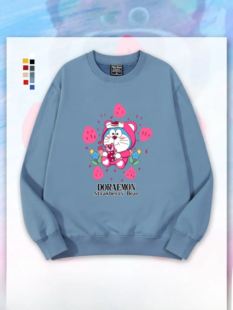 

Толстовка Hine Stberry Bear Collaborative с круглым вырезом, тонкая, для пар, весна-осень, студенческая