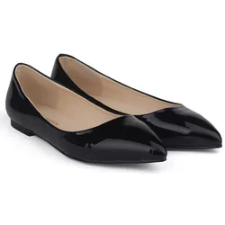 Spring Autumn Women Flats Shoes Solid color Pointed Toe Slip On Patent Leather Woman Pointed Toe Flat New Single Casual Loafers