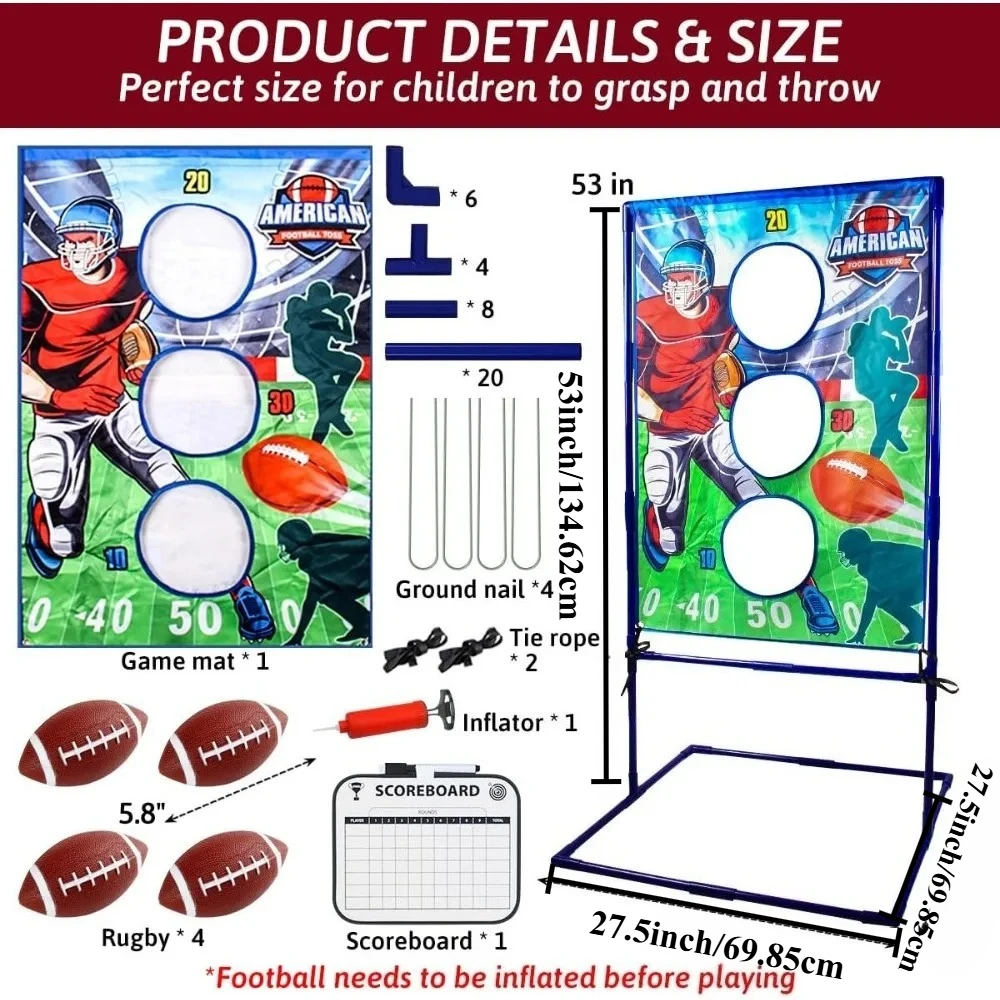 Football Toss Game with Inflatable Balls Football Throwing Target Games for Boys Kids Indoor Sports Outdoors Toys Birthday Gift