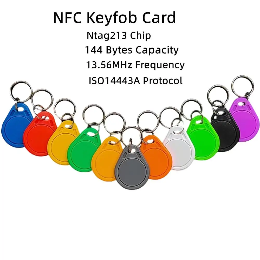 100/200/300Pcs 13.56Mhz NTAG213 Tags ISO14443A RFID Keyfobs Keychain Ntag 213 Chip for All NFC Enabled Phones