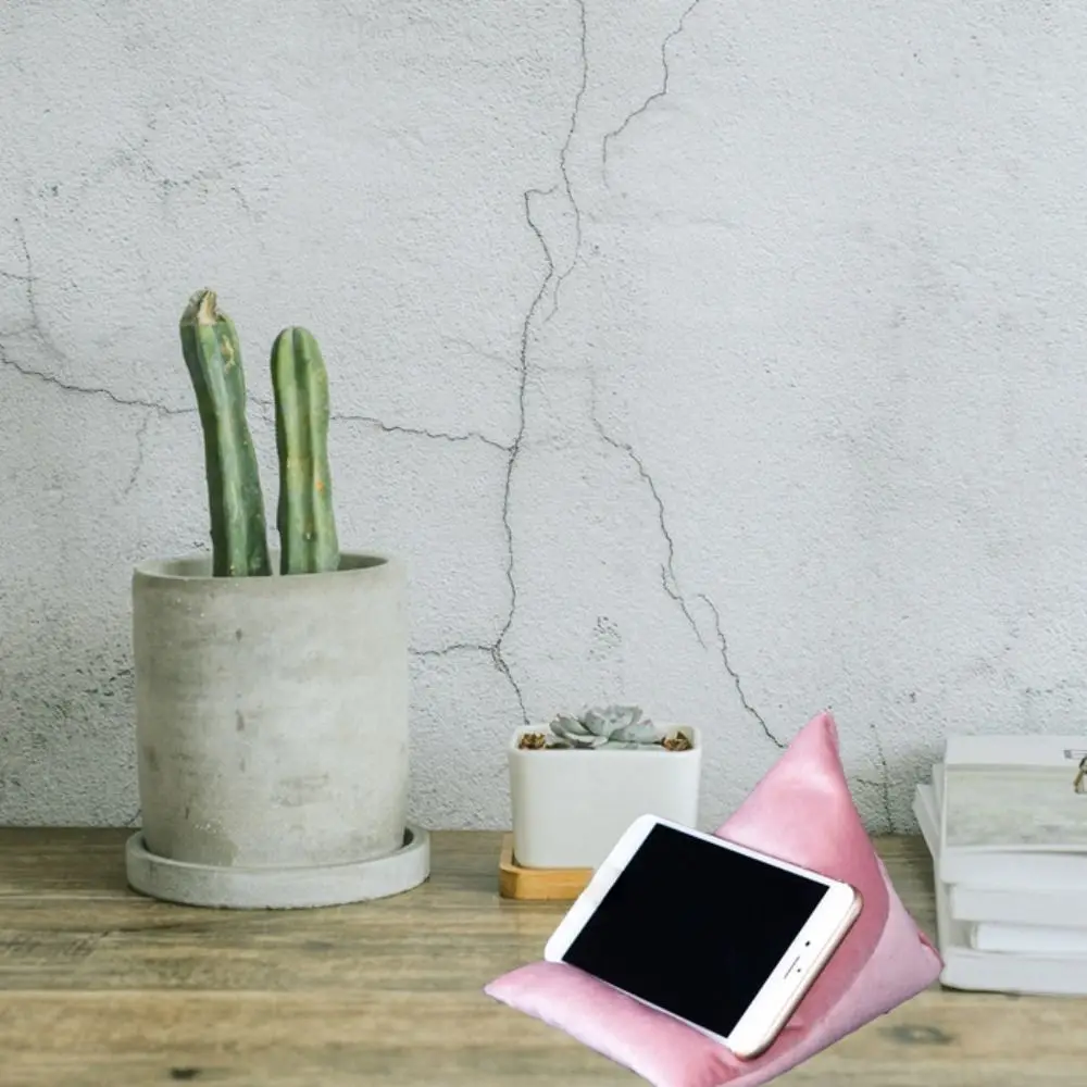Velvet Pillows Mobile Phone Holder Skin Friendly DIY Crafts Triangle Phone Stand Cushion Multi-functional Soft Fabric Phone Rack