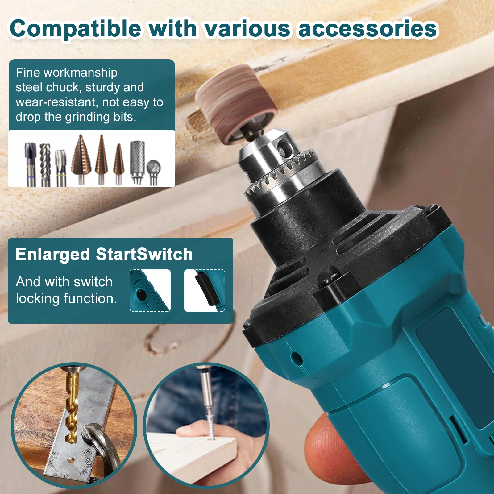 

Brushless Grind Tool 6mm Chuck Electric Polishing Machine Portable Grinding Machine Electric Engraving Tool Speed Adjustable