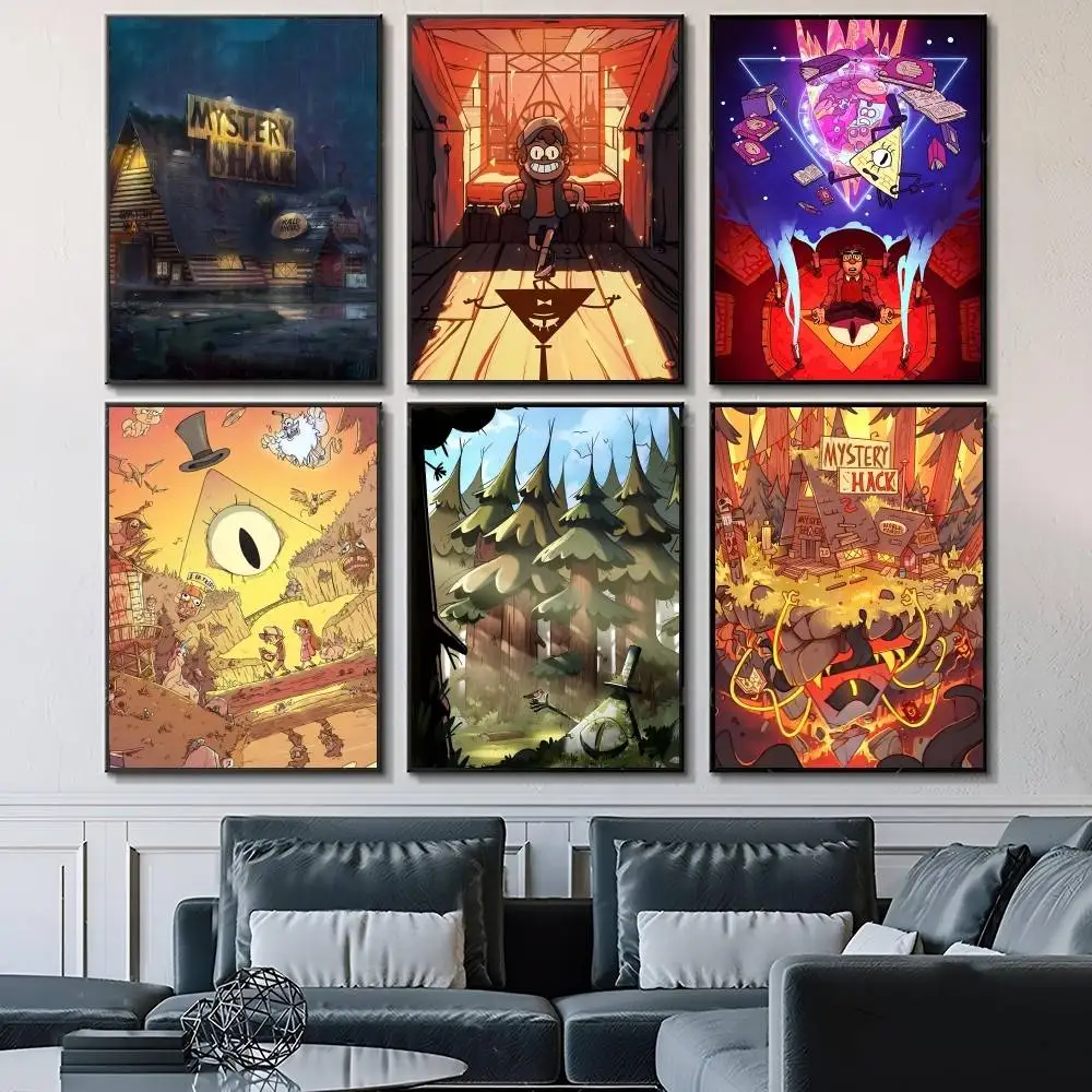 Classic Cartoon Anime G-Gravity F-Falls Posters Fancy Wall Sticker for Living Room Bar Decoration Wall Decor