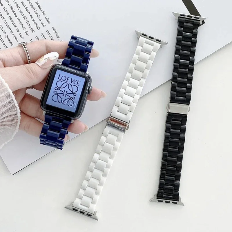 Resin strap for Apple Watch band 46mm 40mm 41mm 42 44mm 45mm 49mm Candy color bracelet for iWatch series 10/9/8/7/6/5/4/SE/Ultra