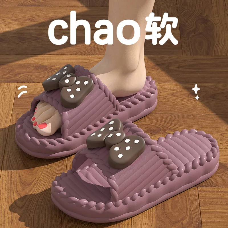 Soft Slippers Women Men Couple 2026 Summer EVA Sole Eye Bow Animal Bathroom Outside Sandals Woman Non-Slip Indoor Shoes 2401 view 5