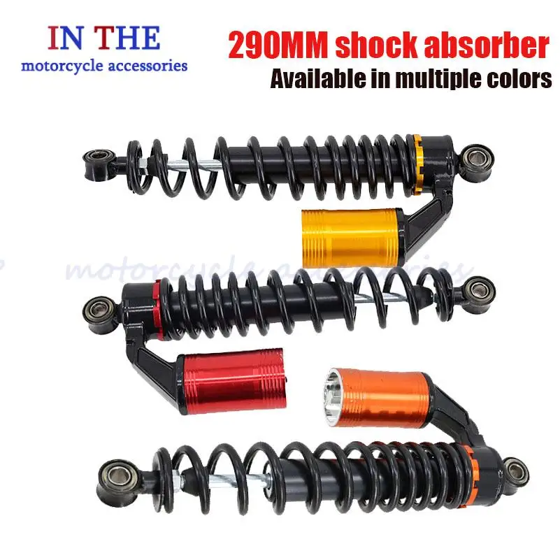 أحمر/ذهبي/برتقالي 290 مم ممتص الصدمات الخلفي مع وسادة هوائية زنبركية، مناسب لملحقات سكوتر الدراجة الكهربائية Citycoco