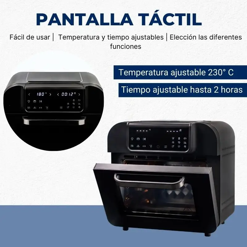 OstarkDom multifunctional touchscreen tabletop oven, Air Fryer, toaster, 1500W roaster, 16 litres capacity, 230 ° adjustable, timer up to 2 hours, 9 recipes available, accessories included