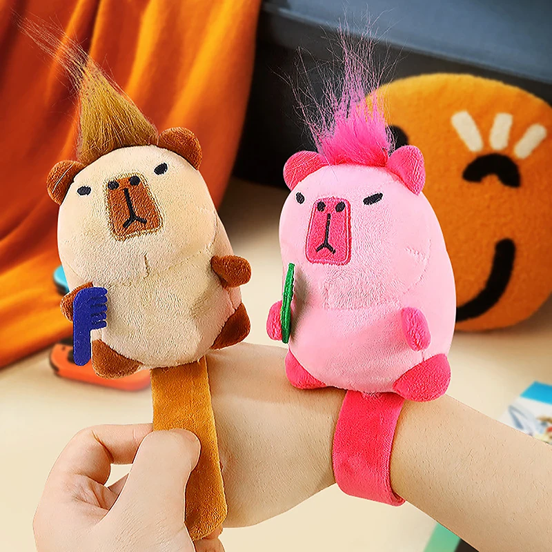 1PC Kids Gift Funny Comb Capybara Clap Circle Toys Snap Wrap Wristband Kawaii Capybara Plush Doll Ornaments