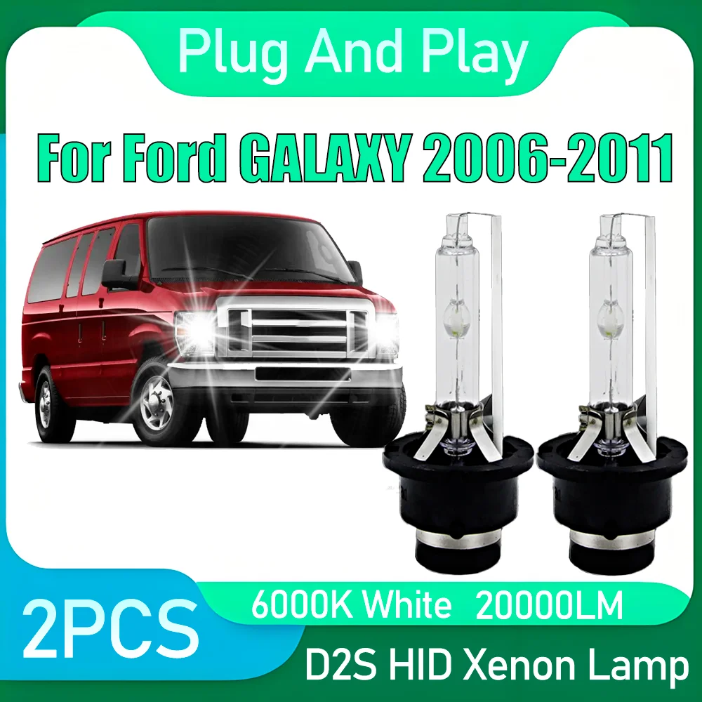

2PCS D2S 6000K White HID Xenon Lamp Bulbs 12V Plug And Play Xenon Headlights 20000LM High Power For Ford GALAXY 2006-2011 2007