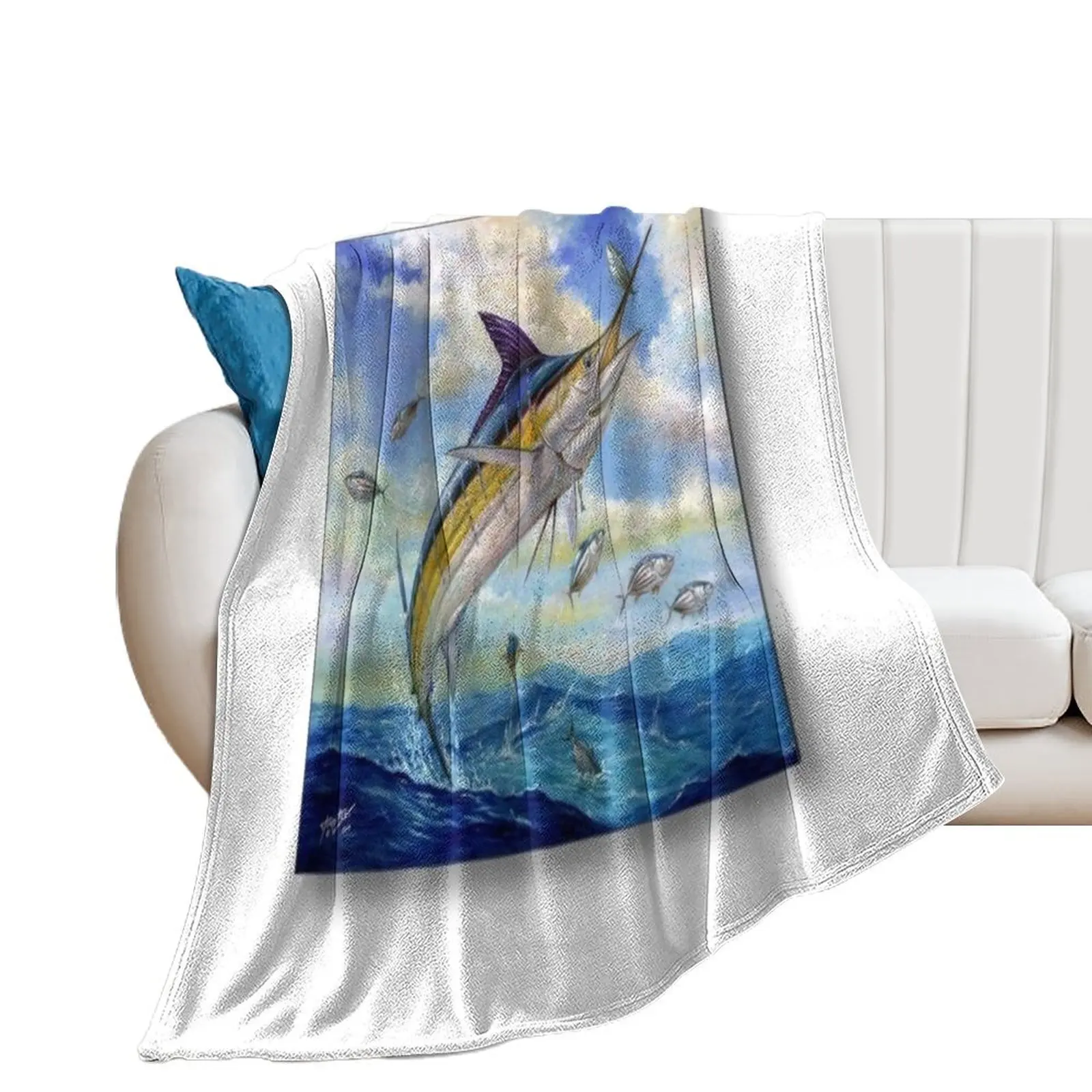 Marlin, blue, sea water, little fish Throw Blanket heavy to sleep Soft Plush Plaid halloween Summer Beddings Blankets