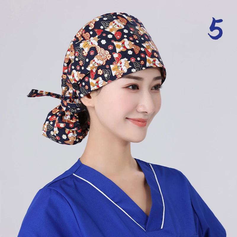 Unisex Adjustable Tie Back Scrub Hat, Beauty Salon Cap