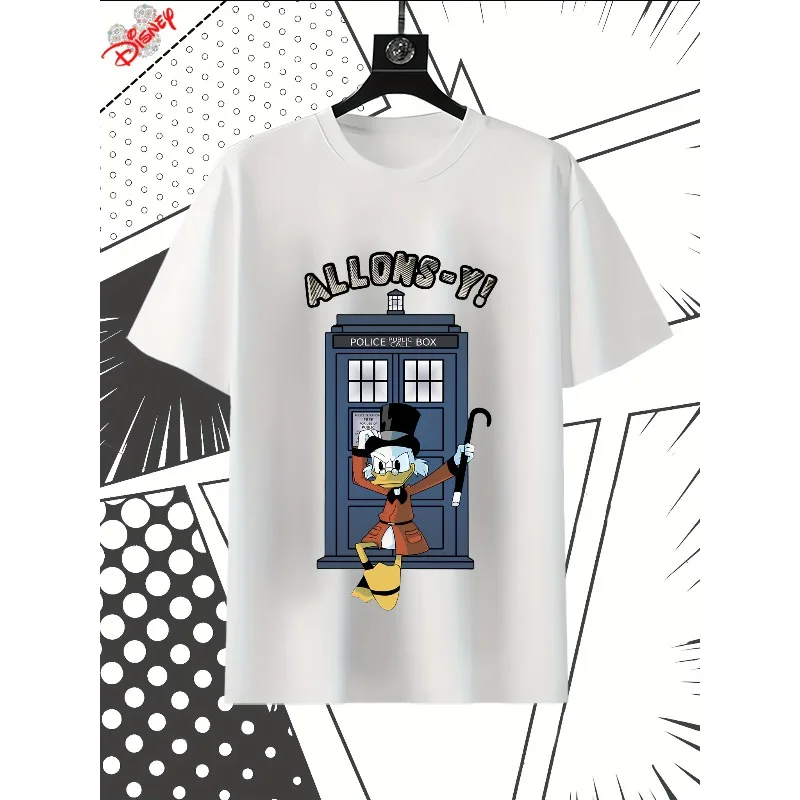 

Футболка с графическим принтом Disney Ducktor Who, трендовый мужской модный топ для мужчин и женщин, четыре сезона, чистый хлопок, круглый вырез, короткий рукав