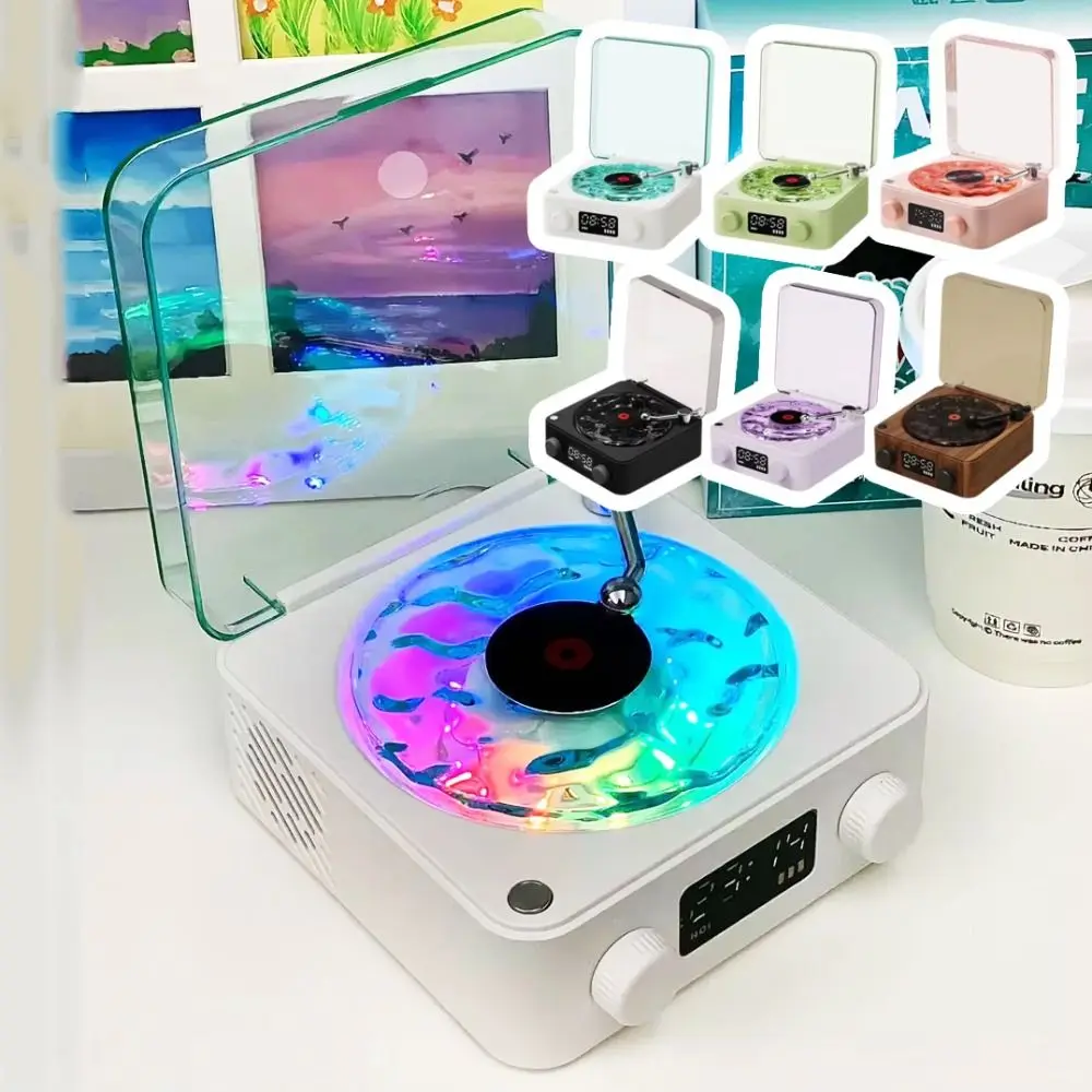 kw03-水紋模様のレコード型スピーカー、ライト付き、睡眠導入用、ホワイトノイズ再生、tfカード対応、高音質。