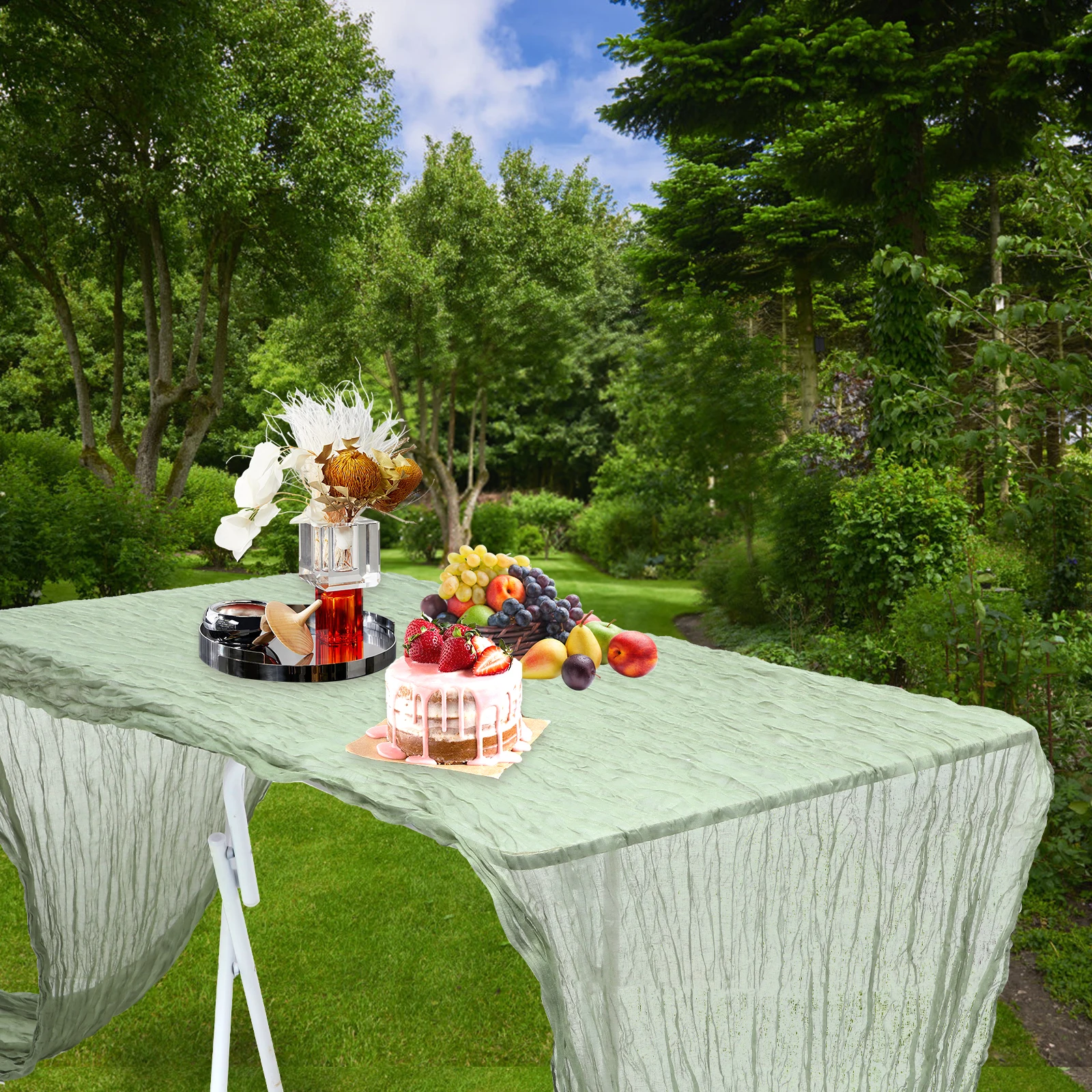 

2pcs Bohemian Table Runner Gauze Wedding Decor Polyester Cloth Rustic Bridal Party Long Wide Rectangle Tables