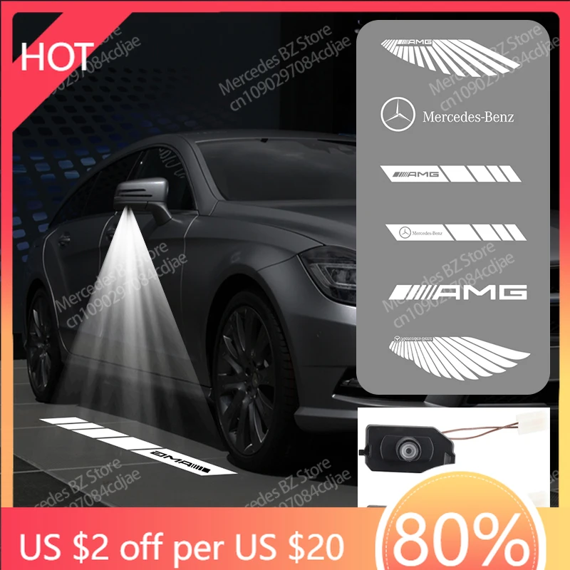 

Колпаки ступиц 2 шт. светодиодная автомобильная стеклянная пленка заднего вида Ghost Shadow проектор свет для Mercedes Benz W222 W223 W205 W213 C Class E Class GLC