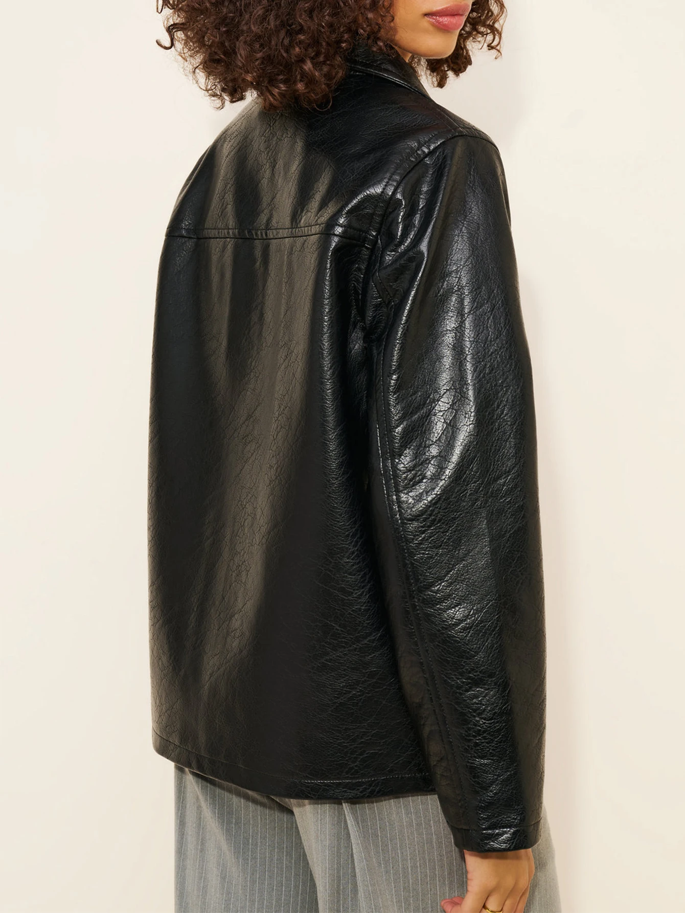 Sexy black PU leather jacket women vintage long sleeve tops coat jackets for woman clothing fashion casual streetwear outerwears
