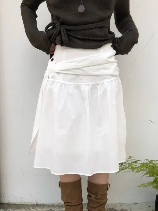 

Элегантная белая юбка-миди А-силуэта: модный дизайн Весна 2026, универсальная шикарная полудлинная юбка для женщин, премиум-одежда