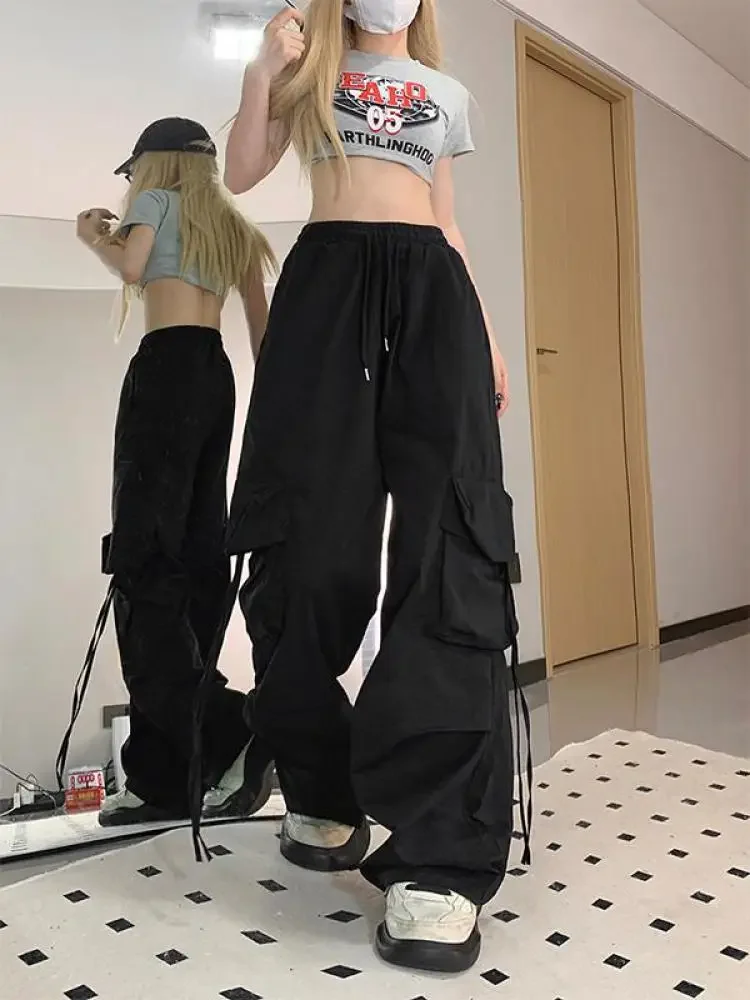 

Y2K Cargo Pants Women Streetwear Oversized Wide Leg Sweatpants Harajuku Big Pockets Joggers Bf High Waist Baggy Sports Trousers