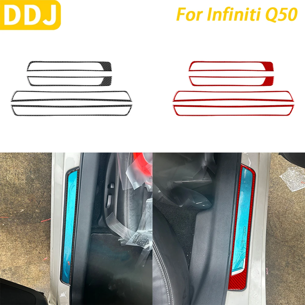For Infiniti Q50 2014-2020 Car Accessories Carbon Fiber External Door Sill Panel Decorative Strips Interior Decoration Sticker