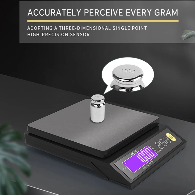 5kg/0.1g 10kg/1g Digital Electronic Kitchen Scale LCD Display Fully Waterproof Stainless Steel Measuring Weighing Baking Tool image 2