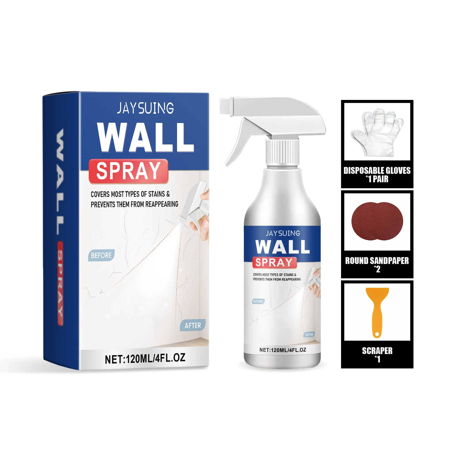 Jaysuing Wall Renovation Spray Paint Waterproof Sunproof Stain Removal & Wall Coating for Home Exterior Refreshment