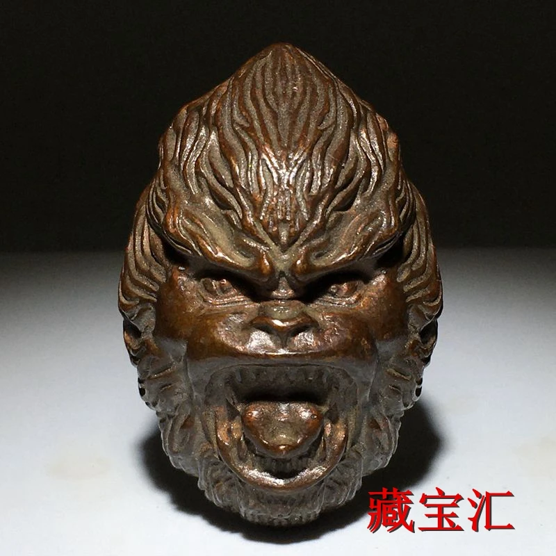 

Dong's second-hand purple copper solid twelve zodiac monkey Tian Da Sheng three-dimensional relief replica monkey head object