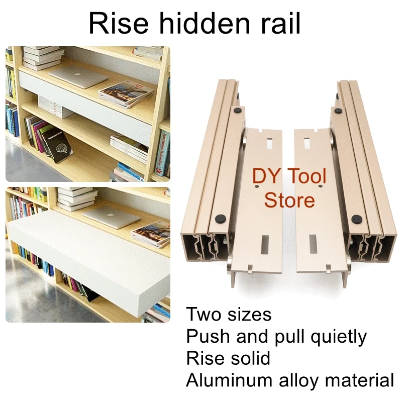 Multi functional rising invisible slide rail aluminum alloy silent push-pull hidden folding table telescopic slide rail