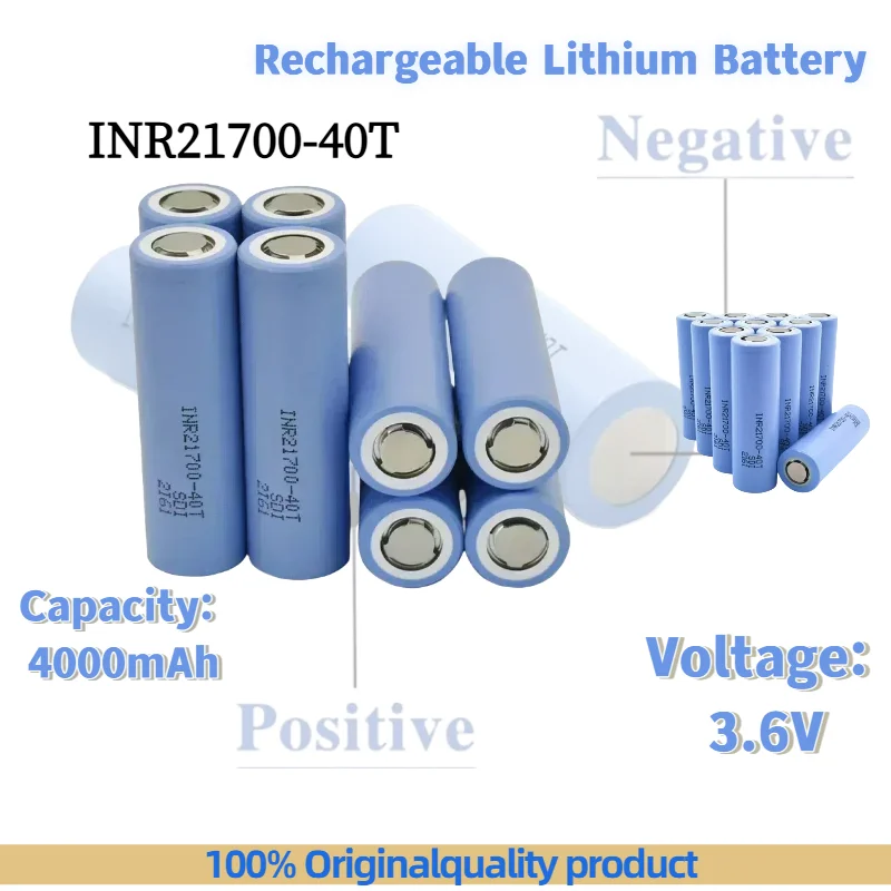 

INR21700-40T Rechargeable Battery 3.6V 4000mAh 4.0Ah 30A Lithium-ion Battery for Flashlight,Vape,RC,Dryer Li-ion Cell